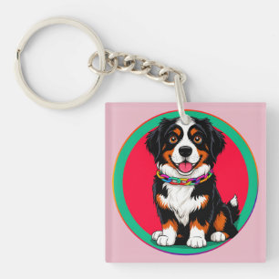 Cute Animated Dog with Collar Keychain