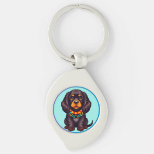 Cute Animated Dog with Collar Keychain