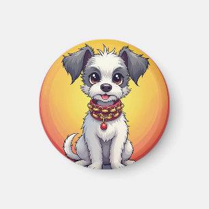Cute Animated Dog with Collar Magnet