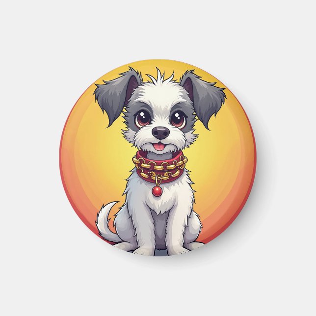 Cute Animated Dog with Collar Magnet (Front)