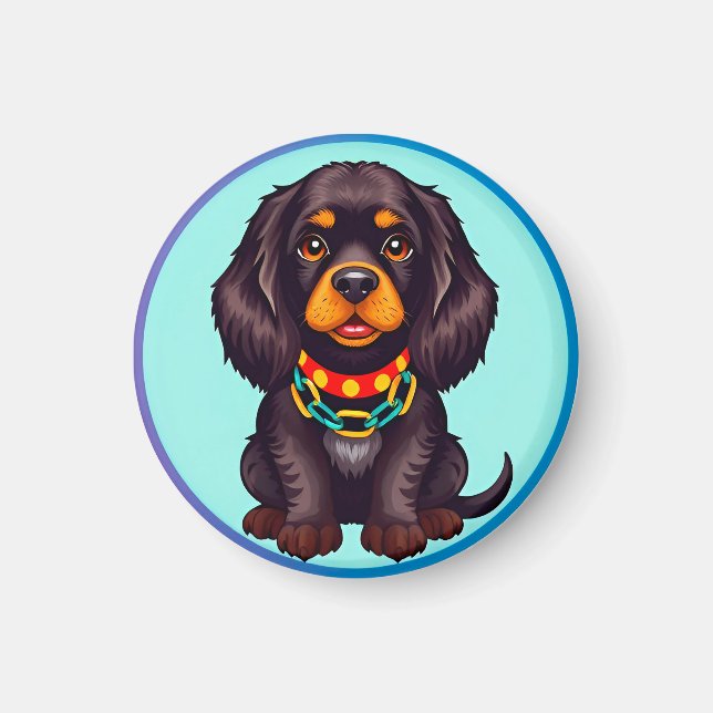 Cute Animated Dog with Collar Magnet (Front)