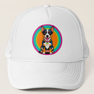 Cute Animated Dog with Collar Trucker Hat