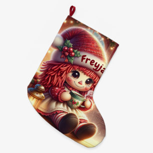Cute Animated Doll Large Christmas Stocking