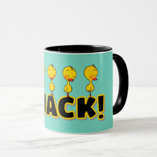 Cute Animated Ducks Quack Bold Word Fun Design Mug