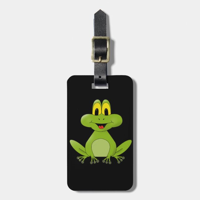 Cute animated Frog background Luggage Tag (Front Vertical)