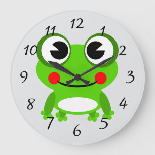 Cute animated frog round clock