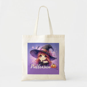 Cute Animated Halloween Witch  Tote Bag