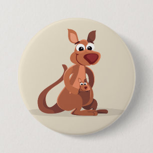 Cute Animated Kangaroo 3 Inch Round Button