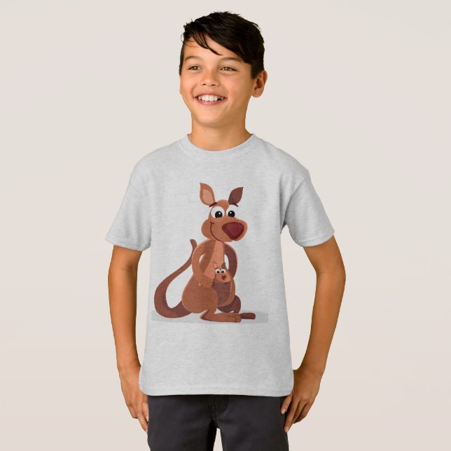 Cute animated Kangaroo with baby T-Shirt (Front Full)