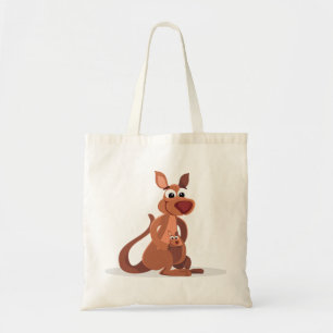 Cute animated Kangaroo with baby Tote Bag