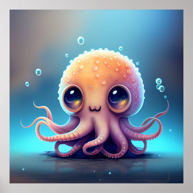 Cute Animated Octopus  Poster (Front)
