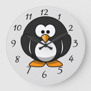 Cute animated Penguin Large Clock