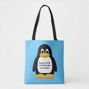 Cute animated penguin tote bag