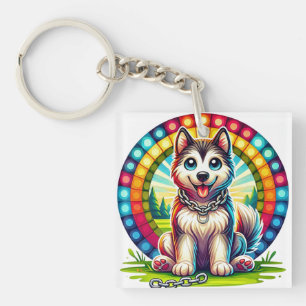 Cute Animated Puppy with Collar Keychain
