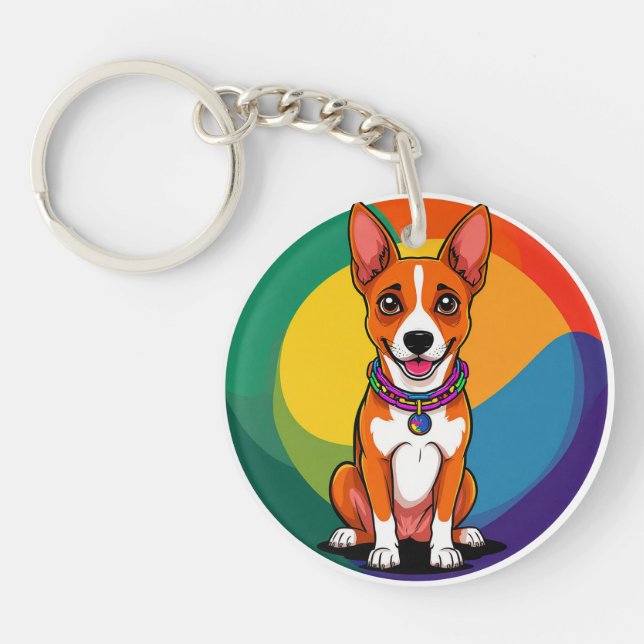Cute Animated Puppy with Collar Keychain (Front)