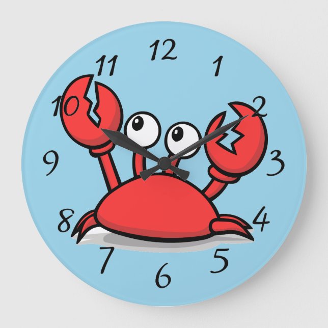 cute animated red crab large clock (Front)