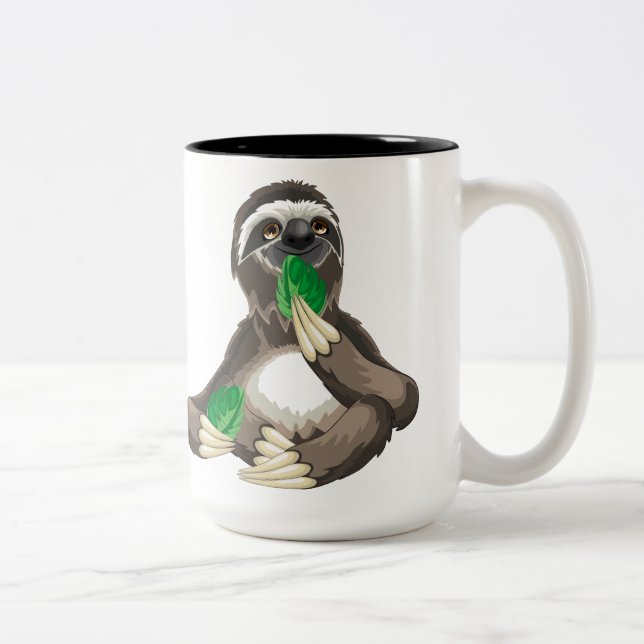 Cute animated Sloth Two-Tone Coffee Mug (Right)