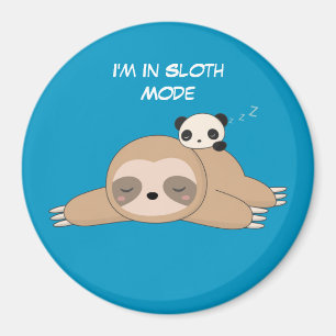 Cute animated sloth with panda bear magnet
