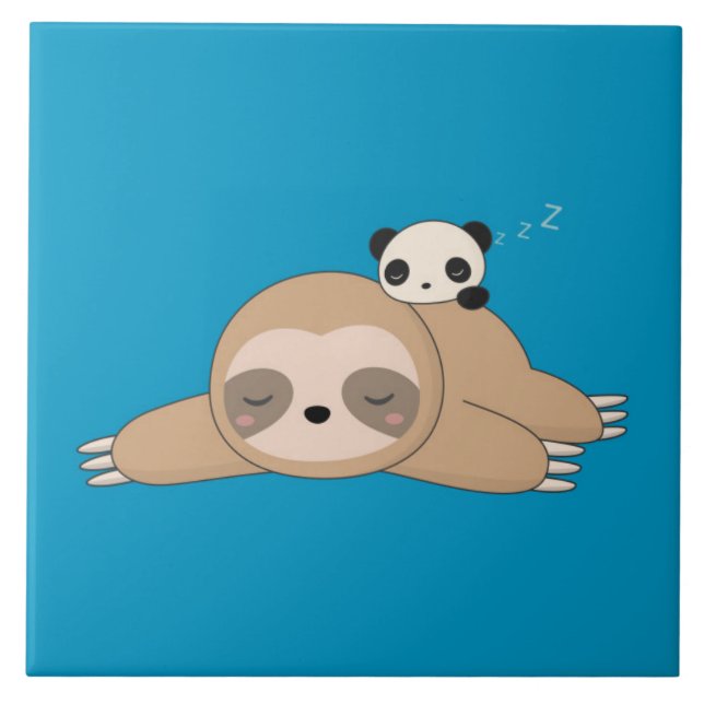 Cute animated sloth with panda bear tile (Front)