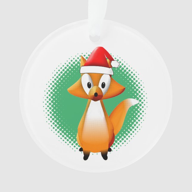 Cute Animau Renard Cartoon Avec Casquette Santas (devant)