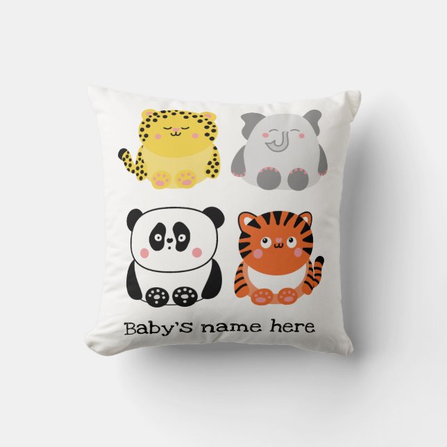 Cute animaux coussin de pépinière personnalisé (Recto)