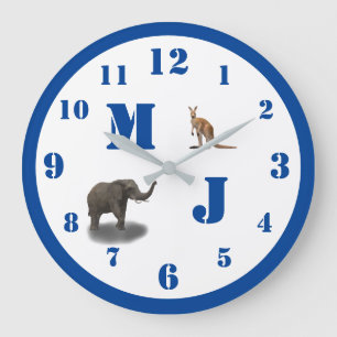 Cute Animaux Monogramme Acrylique Horloge Mur