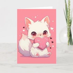 Cute Anime Animal Love Holiday Card