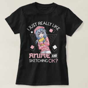 Cute Anime Artist Aesthetic Design T-Shirt