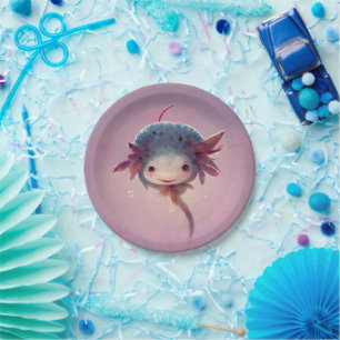 Cute Anime Axolotl Paper Plate
