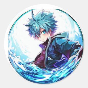 Cute Anime Boy Classic Round Sticker