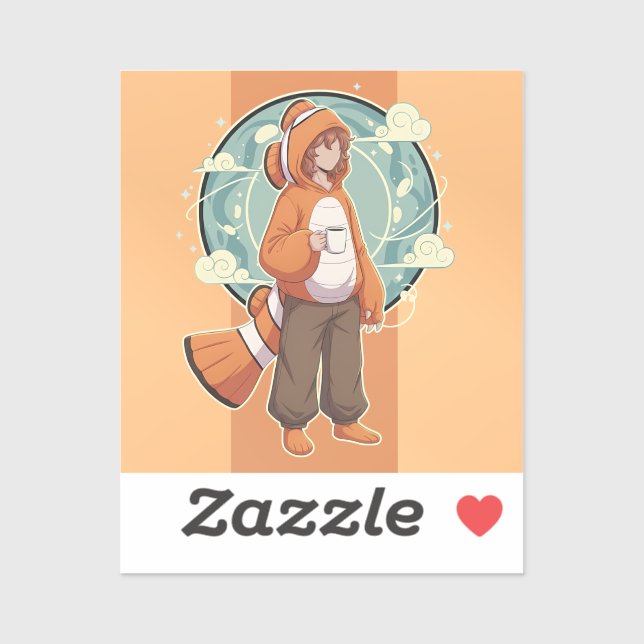 Cute Anime Boy in Clownfish Costume drinking Coffe (Sheet)