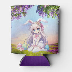 cute, anime bunny spring/Easter Can Cooler