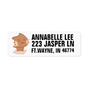 CUTE ANIME CAT CARTOON RETURN ADDRESS LABELS