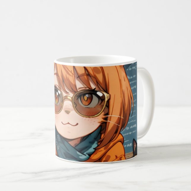 Cute Anime Cat Girl  Coffee Mug (Front Right)