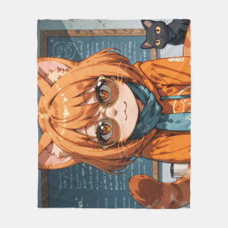 Cute Anime Cat Girl Fleece Blanket