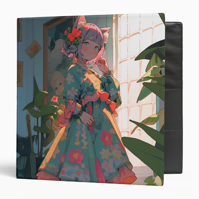 Cute Anime Catgirl Binder (Front/Inside)