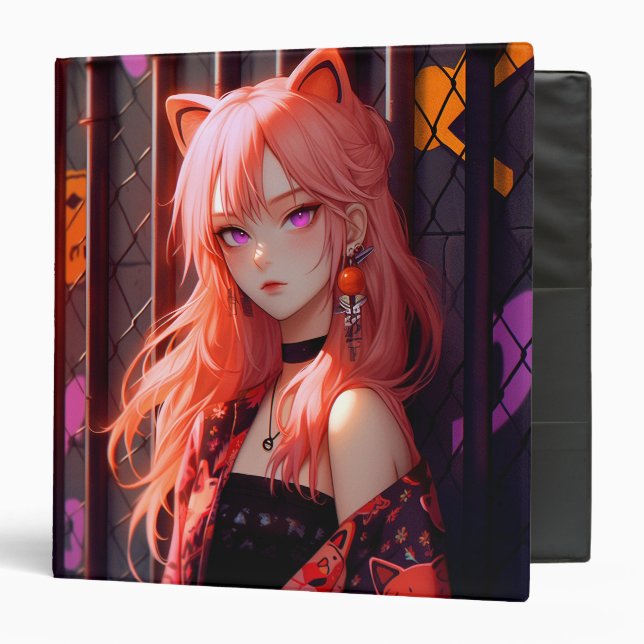 Cute Anime Catgirl Binder (Front/Inside)