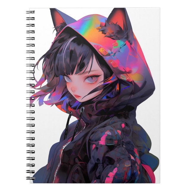 Cute Anime Catgirl Notebook (Front)