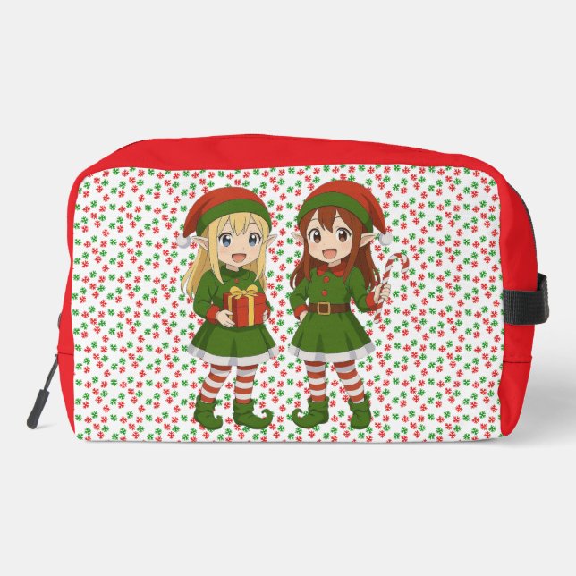Cute anime Christmas elves Dopp Kit (Back)