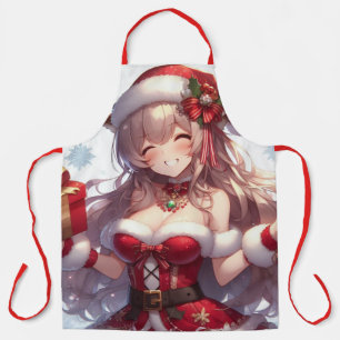 Cute anime Christmas girl Apron