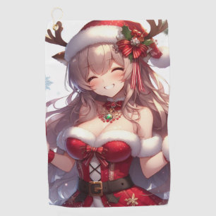 Cute anime Christmas girl Golf Towel