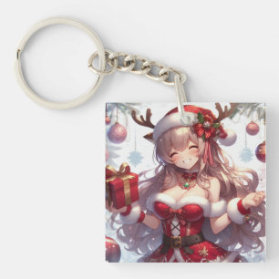 Cute anime Christmas girl Keychain