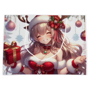 Cute anime Christmas girl Large Gift Bag