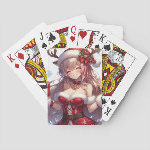 Cute anime Christmas girl Playing Cards