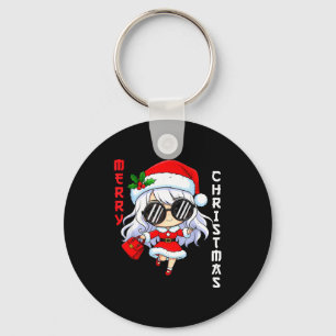 Cute Anime Christmas Pajama Outfit Funny Holiday F Keychain