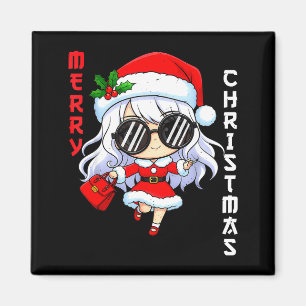 Cute Anime Christmas Pajama Outfit Funny Holiday F Magnet