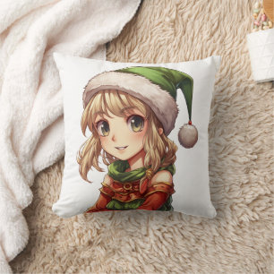Cute Anime Elf Throw Pillow