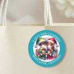 Cute Anime Elves Christmas | To and From Classic Round Sticker<br><div class="desc">Anime kids in Santa hats holding toys themed Christmas a gift for you stickers with a watercolor look.</div>