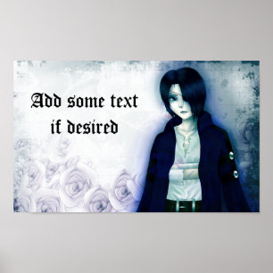 Cute anime emo boy poster for your own text