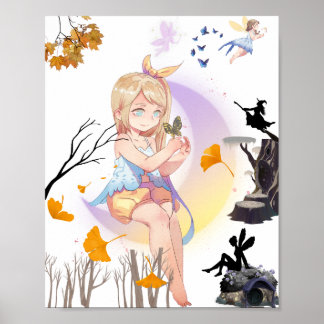 Cute Anime Fairy Princess Wall Art Poster